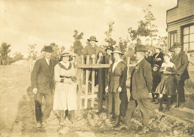 Photograph, Group around new tree Wandin North near E. Reads present home