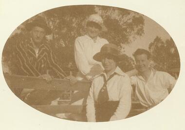 Photograph, Arthur Broben, Gwen Trethowan, Vera MacKenzie and Jim Broben, Ringwood Tennis Club.Undated photograph