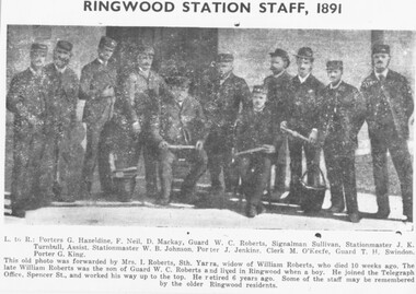 Photograph, Ringwood Station Staff, 1891