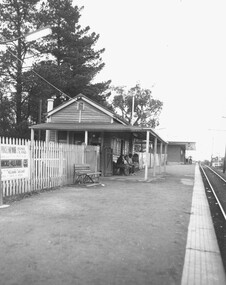 Photograph, The old East Ringwood Railway Station with new station in background - 1975