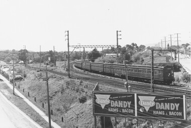 Photograph, Ringwood rail junction and Pitt Street (far right), photographed in 1960 from clock tower at the intersection of Whitehorse Road and Warrandyte Road