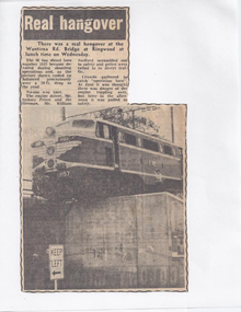 Photograph, Diesel engine No. 1157 involved in derailment at Wantirna Road, Ringwood on Wednesday 29 January 1969