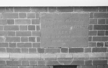Photograph, Ringwood State School foundation stone 1921 - photographed on 22/7/1973