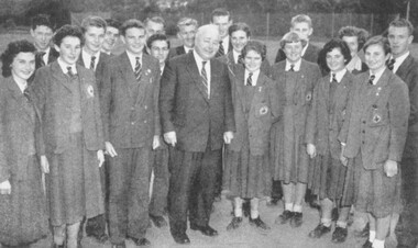 Photograph, Senior Ringwood High School students with the school's first principal, Mr. Bennett - c.1957/8