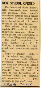 Photograph, Norwood State School opening - 13th February 1956 (Ringwood Mail 8/3/1956)