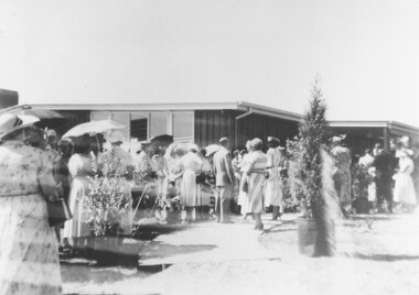 Photograph, Official opening of Greenwood Park Kindergarten, Greenwood Avenue, Ringwood, on a hot 10th December 1955, a day on which the temperature reached 104 degrees