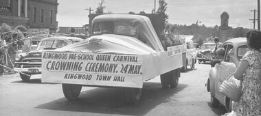 Photograph, Ringwood Pre-School Parents Association-Queen Carnival parade. 1956