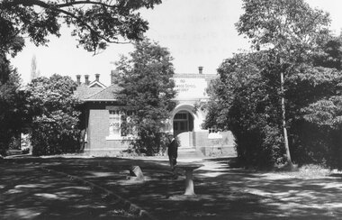 Photograph, Foundation stone for Ringwood State School No. 2997, laid by Mrs. J.K. Turnbull on 15th August, 1889