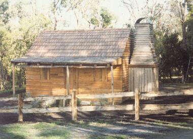 Photograph, Replica Miner's Cottage at Ringwood Lake Park, Maroondah Highway, Ringwood - Officially opened on 29th May, 1983