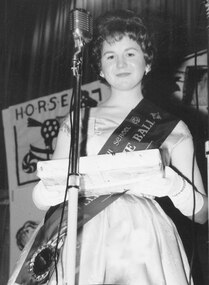 Photograph, Belle of the Ball, Miss Elaine Leslie, at Ringwood High School's first ball - Ringwood Town Hall. (Ringwood Mail newspaper article - 18/8/1960)