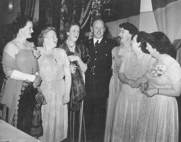 Photograph, Army Ball, Greenwood Park Kindergarten - 1953 - Mrs. Hall, Mrs. Pullin, Mrs. Edge, Sgt. Hall, Mrs. Williams, Mrs. Austin, Mrs. J. Anderson