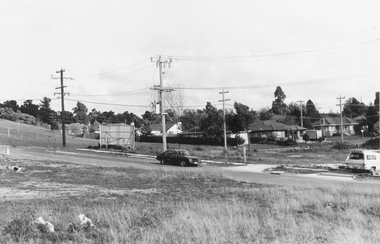 Photograph, South-western view from Marcel Street North Ringwood over Jull Parade to Oban Road - 1981. North Ringwood Sports Reserve is on the left, above the corner of Jull and Oban Roads