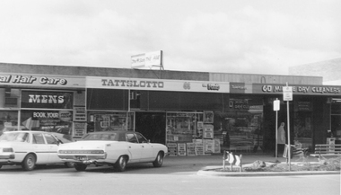 Photograph, North Ringwood Shopping Centre, Warrandyte Road, North Ringwood, including Green's Newsagency - July 1981