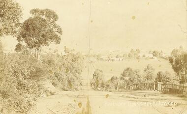 Photograph/Postcard, Warrandyte Road, Ringwood. Looking south towards central Ringwood. 1908.  (Postcard + enlarged photos)