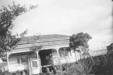 Photograph, Station Master's house in Whitehorse Road, Ringwood being prepared for removal to Fawkner - July 1957