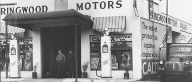 Photograph, Ringwood Motors Building, opposite Ringwood Station (undated but probably 1940's)