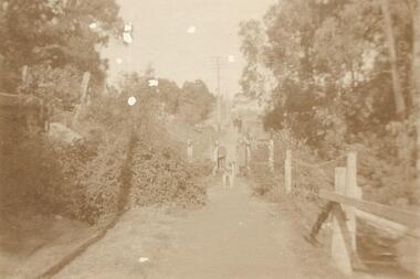 Photograph, Ringwood foot bridge, west side of Warrandyte Rd. 1919