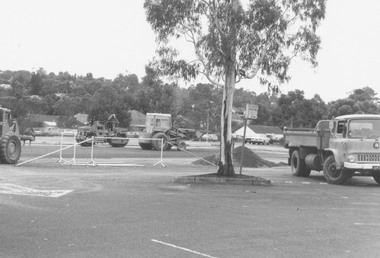 Photograph, The site of Roy Wilkins house, Ringwood. Council equipment paving adjacent areas. 1982