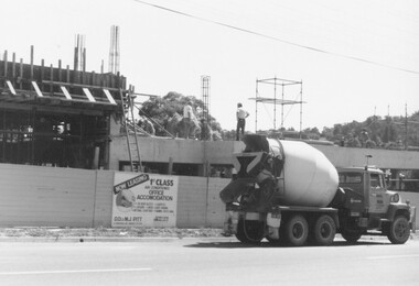 Photograph, 37-39 Ringwood Street, Ringwood. Pouring concrete on first floor of new offices. 25/3/1982