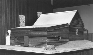 Photograph, Miners cottage model, 1976.  Made by Ringwood High students