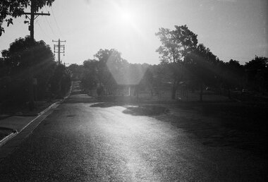 Photograph, Looking north along Seymour St.  Old RWT. & H. Co. site to be built on. Ringwood 1981
