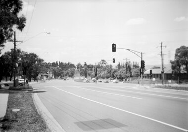 Photograph, Canterbury Road looking east from west side of Heatherdale Road intersection up towards Cadbury. Ringwood  January 1979