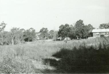Photograph, At bottom of Mullum Court, C of E building on right. Ringwood. Undated but possibly early 1970's