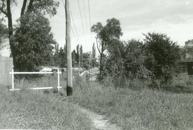 Photograph, Looking across Mullum Creek to Adelaide Street. Ringwood 1971