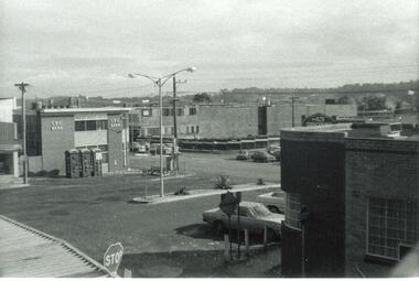 Photograph, Town hall site after demolition, from railway bridge. Ringwood. ca 1971-73