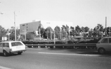 Photograph, New extra storey on Myer at Eastland, viewed from the library in Warrandyte Road, Ringwood - 1984