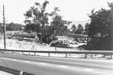 Photograph, Earth fill over culverts in place of old Warrandyte Road bridge, Ringwood 1986