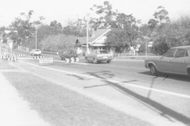 Photograph, Warrandyte Road bridge from footpath near St. Pauls Anglican Church, Ringwood. Circa 1986-7