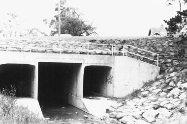 Photograph, Warrandyte Rd. culvert upstream (East) side. Ringwood 1987