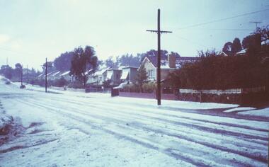 Photograph, Wantirna Rd, Ringwood 7:25 pm after Hailstorm, from corner of Surrey Street. 17.1.63