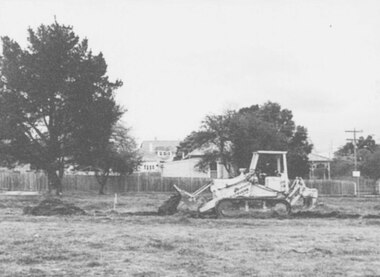 Photograph, First sod being turned on site of Masonic Centre, corner Pratt St. and Warrandyte Rd. Ringwood (undated)