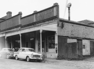 Photograph, Edwin G. Adamson A.R.P.S, Building fronting Adelaide St. Ringwood, buildings being portion of those known as 'The Block' 1963  (Eastland Litigation Photo)