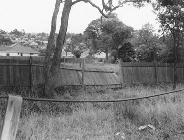 Photograph, Maroondah Highway Central, Ringwood. Vacant land, rear of the oval, 1963.  (Eastland Litigation Photo)