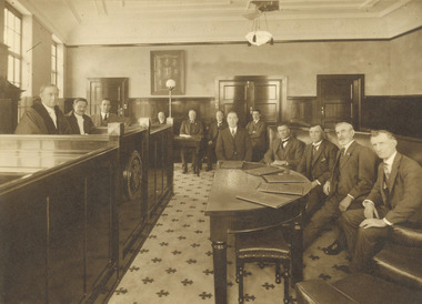 Photograph, 'First council meeting in new Ringwood chambers, 1928