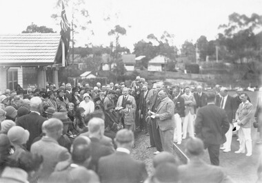 Photograph, Cr. A. Blood opening Ringwood Bowling Club 1931