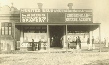 Photograph, Greenwood's shops, corner Station St and Greenwood Ave, Ringwood. c1914