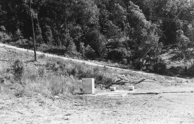 Photograph, Sewer pumping station in Lonely Valley.  Glenvale Rd. in background (undated)