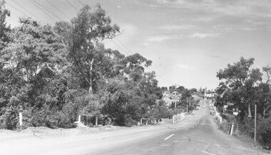 Photograph, Warrandyte Rd. looking towards Maroondah Highway over Mullum Creek bridge - 1966