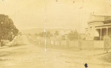 Photograph, Bedford Rd / Bayswater Rd. looking east from Warrandyte Rd. railway underpass, c1910