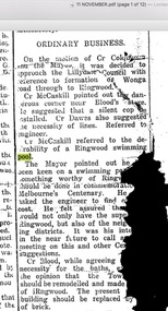 Photograph, Building the old Ringwood Baths in Ringwood St. 1934, incl Newspaper Articles