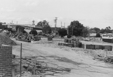 Photograph, Looking east across Staley Gardens from Market Street Ringwood. 1982