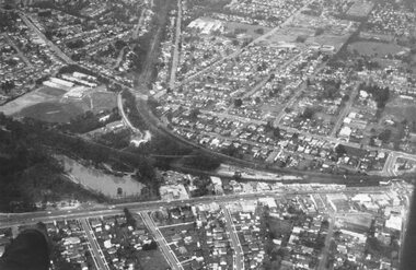Photograph, Aerial view of Ringwood Lake and surrounds. c1969