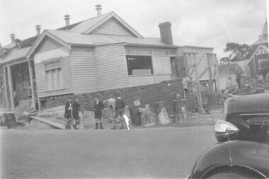 Photograph, Maroondah Highway Central, Ringwood. Building the Ringwood Town Hall, rear view - c1935