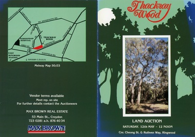 Flyer, Land Auction Brochure - Thackray Wood, Ringwood East - circa 1984