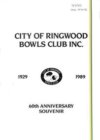 Book, City of Ringwood Bowls Club 1929-69 60th Anniversary, 1979