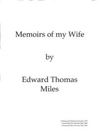 Book, Miles, Edward, Memories of My Wife